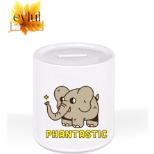 Eylül Design Esprili Sevimli Fil Özel Tasarım Baskılı Seramik Kumbara Açılabilir Kumbara