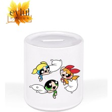Eylül Design Powerpuff Girls Özel Tasarım Baskılı Seramik Kumbara Açılabilir Kumbara