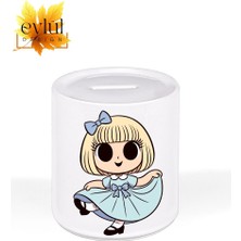 Eylül Design Sevimli Kız Özel Tasarım Baskılı Seramik Kumbara Açılabilir Kumbara