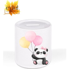 Eylül Design Sevimli Panda Özel Tasarım Baskılı Seramik Kumbara Açılabilir Kumbara