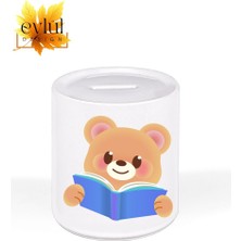 Eylül Design Sevimli Ayıcık Özel Tasarım Baskılı Seramik Kumbara Açılabilir Kumbara
