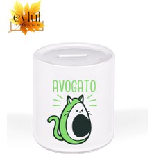 Eylül Design Esprili Sevimli Avokado Özel Tasarım Baskılı Seramik Kumbara Açılabilir Kumbara