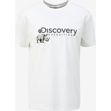 Discovery Expedition Beyaz Erkek Bisiklet Yaka Basic Baskılı T-Shirt D4SM-TST3312