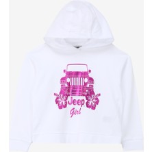 Jeep Ekru Kız Çocuk Kapüşonlu Relaxed Baskılı Sweatshirt J4SG-SWT01