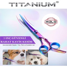 Xolo Kavisli Kedi Köpek Makas Seti Deri Çantalı Petshop Kuaför Makas Seti Tarağı 5 Parça