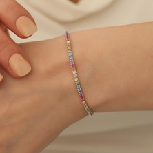 Nox Jewelry 925 Ayar Gümüş Rainbow Su Yolu Bileklik