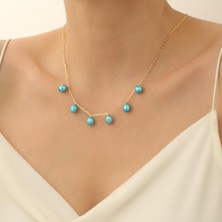 Nox Jewelry 925 Ayar Gümüş Barock Ocean Blue Tatlısu Incisi Kolye-8mm