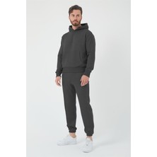 Yakamel Erkek Kapşonlu Kanguru Cep Jogger Eşofman Takımı