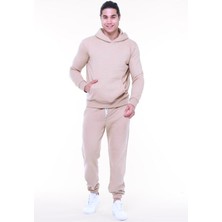 Yakamel Erkek Kapşonlu Kanguru Cep Jogger Eşofman Takımı