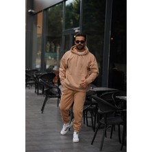 Yakamel Erkek Oversize Paçası Lastikli Kapşonlu Eşofman Takımı