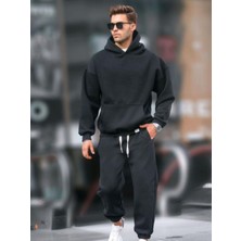 Yakamel Erkek Oversize 3 Iplik Paçası Lastikli Eşofman Takımı