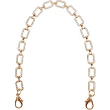 Angel Çanta Aksesuar 35 cm Light Gold Renk Taşlı Kancalı Çanta Zinciri