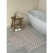 Bluenity Lyon Doğal Pamuklu 2'li Banyo Paspas Seti 60X100+50X60 cm Bej