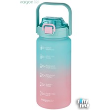 Vagonlife 2'li Ekonomik Motivasyon Matara Seti 1500 ml Büyük Boy 4 Farklı Renk Seçeneği Fiftyfifty