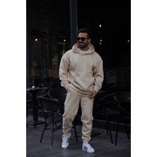 Yakamel Erkek Oversize Paçası Lastikli Kapşonlu Eşofman Takımı