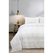 Çeyiz Diyarı Sonnia Tavşan Tüyü Çift Kişilik Yatak Örtüsü Krem