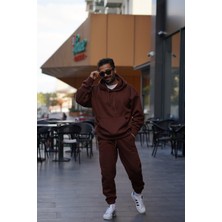 Yakamel Erkek Oversize Paçası Lastikli Kapşonlu Eşofman Takımı