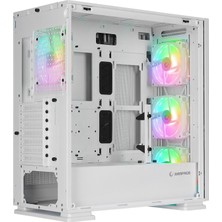 Rampage Vanguard V2 Beyaz Mesh Easy Temperli Cam Type-C+Usb3.0  4*rgb Fan+Hub E-Atx Big-T Gaming Kasa