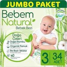 Bebem Natural Bebek Bezi Jumbo Paket (3 No) 34'lü