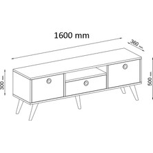 Ankara Mobilya Penta Ahşap Ayaklı Ceviz 160 Cm Tv Sehpası