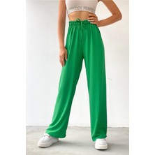 Yakamel Kadın Yüksek Bel Salaş Dökümlü Palazzo Pantolon