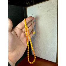 Anemore Collection Toz Kehribar Tesbih Sarı-Kırmızı T-235