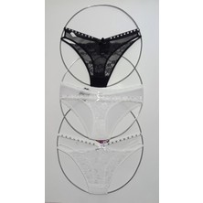 Papatya Kadın Kilot Brazilian Dantel ve Tülün Birlikteliği 3 Adet Karışık Set Eastern 0X0244