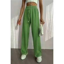 Yakamel Kadın Beli Lastikli Yazlık Bürümcük Palazzo Pantolon