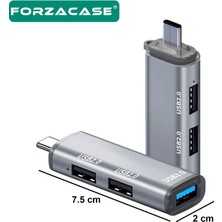 Forzacase Type-C To USB 3.0 Çoğaltıcı Hub 3in1 Otg Adaptör - FC446