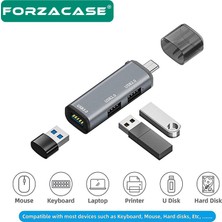 Forzacase Type-C To USB 3.0 Çoğaltıcı Hub 3in1 Otg Adaptör - FC446