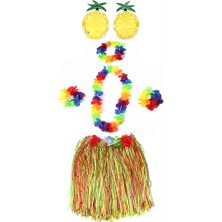Markport Yetişkin ve Çocuk Uyumlu Luau Aloha Hawaii Rengarenk 40 cm Etek Ananas Şekilli Gözlük Hawaii Kolye Renkli Taç ve 2 Adet Bileklik Seti