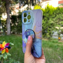 Bumudur Aksesuar iPhone 14 Pro Max Mor Mermer Görünümlü Kılıf