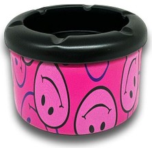 Bek Tobacco Smiley Desen Metal Mini Sigara Küllüğü Pembe 8cm