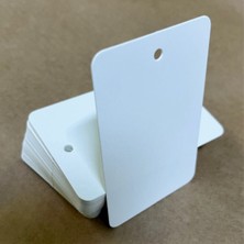 Örün Matbaa 100 Adet 5,2 x 8,4 cm Baskısız Kart Kartvizit Not Kartı Hediye Notu Oval Köşeli Delikli