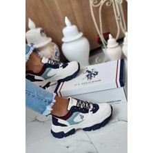 U.S. Polo Assn. Kadın Spor Ayakkabı TRACKY Düz Taban Beyaz/Mavi Renk Seçeneği ile Rahat Kullanım