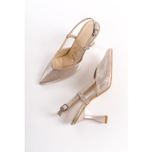 Modabuymus Parpar Altın Dore Kadeh Topuklu Stiletto Abiye Ayakkabı