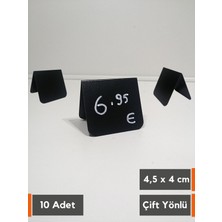 Şeffaf Etiket 10 Adet Silinebilir PVC Karatahta Etiket Çatı Format Çift Yön 4 x 4 5 cm Mini Siyah Stand Fiyat Etiketi