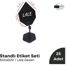 Şeffaf Etiket 5 Adet Standlı Etiket Tutucu ve Dekoratif Silinebilir Siyah Etiket Seti Vitrin Raf Ürün Etiket Set