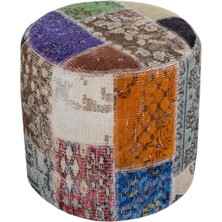 Grand Hedef Halı Geneleksel Doğal Multy Rengi Patchwork Halıden Yapılan Puf