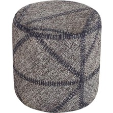 Grand Hedef Halı Doğal Gümüş Rengi El Dokuma Keçi Kılı Kilim Puf