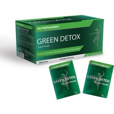 Nutripharma Green Detox Super Foods, 30 Saşe, Ananas Lezzetinde, Yeşil Sebzeler ve Antioksidanlar Karışımı