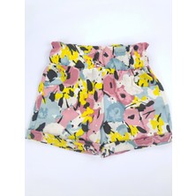 Butik Kız Çocuk Şort Tişort Ikili Takım Şort Dokuma Kumaş Tişort Fırfırlı Kol