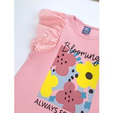 Butik Kız Çocuk Şort Tişort Ikili Takım Şort Dokuma Kumaş Tişort Fırfırlı Kol