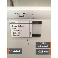 Şeffaf Etiket 10 Adet C Tipi 8x10 cm Magnet Depo Ürün Etiketliği Şeffaf Mıknatıslı Etiketlik isimlik Raf Fiyat Etiketliği