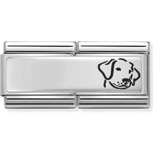 Nomination Composable Classic Dekoratif Link - Ikili Gravür - Köpek - (16 Dog) 925 Gümüş