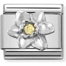 Nomination Composable Classic Dekoratif Link - Semboller - Nergis - (14 Daffodil) 925 Gümüş Zirkon