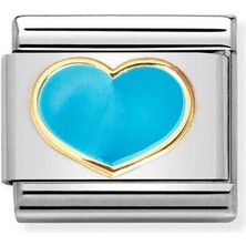 Nomination Composable Classic Dekoratif Link - Aşk - Turkuaz Kalp - (25 Turquoise Heart) 18K Altın