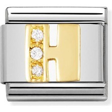 Nomination Composable Classic Dekoratif Link - Harfler Cz - H - (08 H) 18K Altın Zirkon