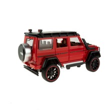 Erzi 1:16 Ölçek Metal Model Suv Araba Çek Bırak Işıklı Sesli Kırmızı