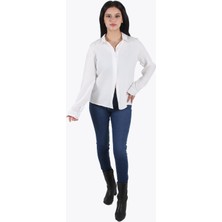 Mckanzie 34168 Yakası Boncuk Detaylı Uzun Kol Gömlek